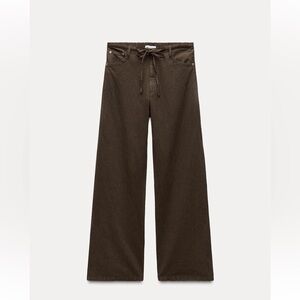 Zara chocolate brown flowy rustic pants